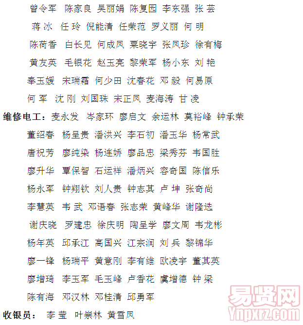 2013年贺州市机关事业单位工人职业技能初中高等级鉴定合格人员名单第