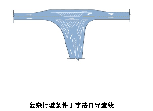 复杂行驶条件丁字路口导流线