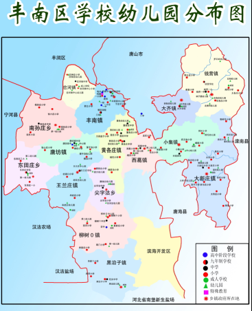 2016年唐山市丰南学校分布图