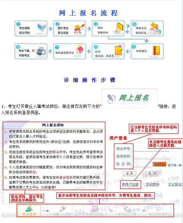 2016年济南市章丘市招聘事业人员网上报名流程演示