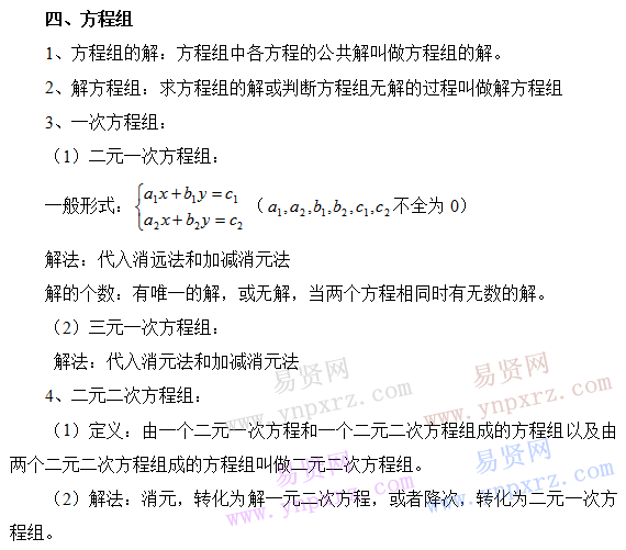 初中知識(shí)點(diǎn)總結(jié):方程和方程組知識(shí)點(diǎn)講解