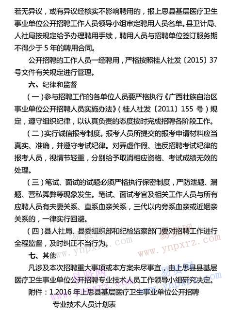 2016年防城港市上思縣基層醫(yī)療衛(wèi)生事業(yè)單位招聘專業(yè)技術(shù)人員公告