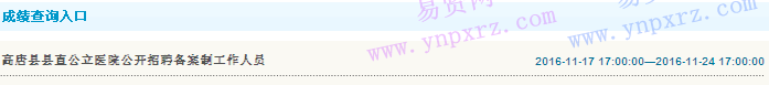 2016年聊城市高唐县直公立医院招聘成绩查询入口