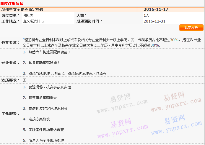 2016年中国平安产险山东分公司滨州中心支公司综合作业区2组招聘启事