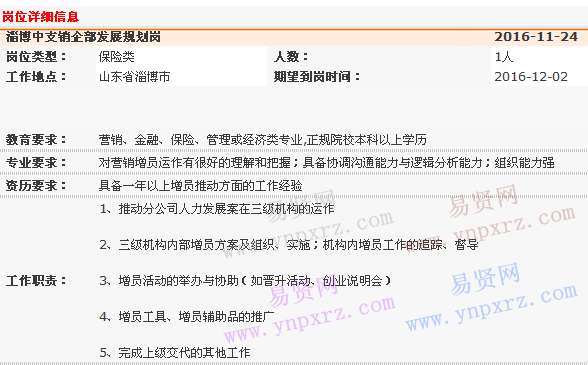 2016年中國(guó)平安壽險(xiǎn)青島分公司淄博中心支公司銷售企劃部人力發(fā)展室招聘啟事