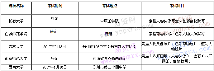 河南2017年美術(shù)單招校考時間表