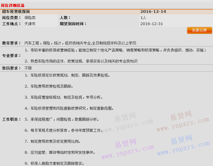 2016年中國(guó)平安產(chǎn)險(xiǎn)天津分公司團(tuán)體中心團(tuán)車部招聘團(tuán)車經(jīng)營(yíng)核保崗啟事