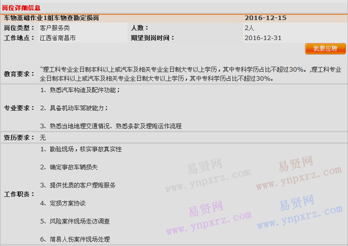 2016年中國(guó)平安產(chǎn)險(xiǎn)江西分公司南昌中心支公司車意綜合作業(yè)1區(qū)招聘啟事