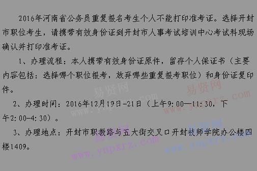 2016年河南省考重复报名考生特别提醒