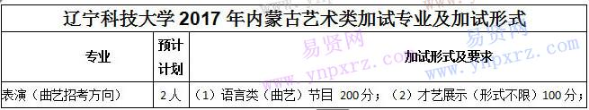 2017年遼寧科技大學內蒙古藝考時間安排