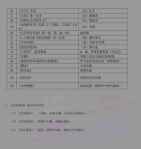 2017年武漢音樂學院普通本科招生入學考試大綱