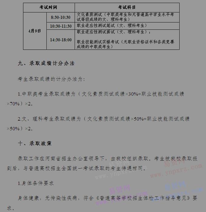 2017年黄河水利职业技术学院单独招生工作实施方案