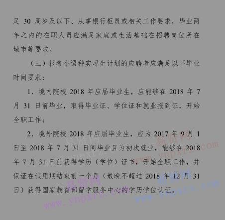 2017年中國銀行股份有限公司春季招聘條件