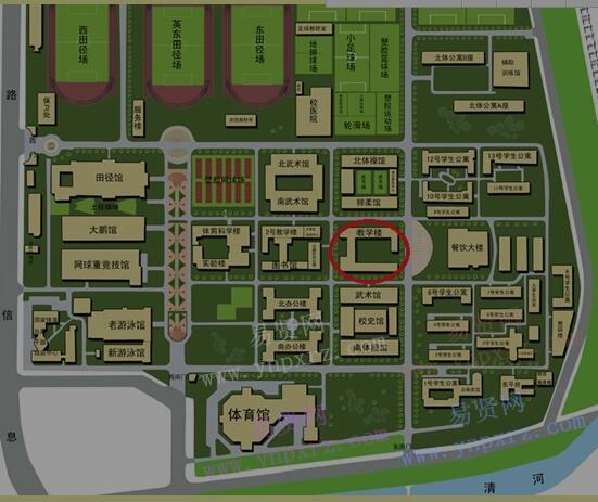 2017年北京体育大学学校教学楼位置平面图