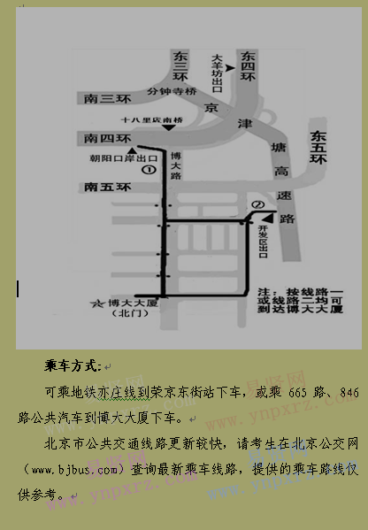 2017年北京经济技术开发区面向大兴区遴选公务员面试考场路线图