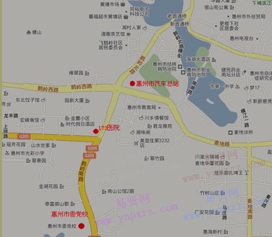 2017年汕尾市赴惠州市委党校交通路线图