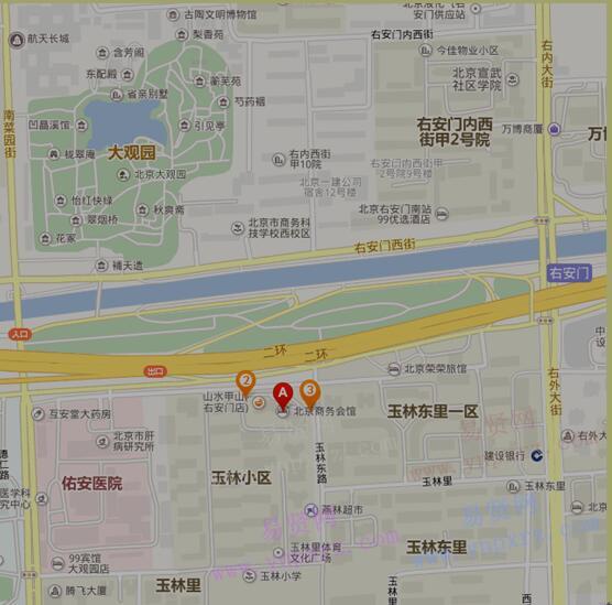 2017年北京市西城区补充录用公务员面试地点方位图