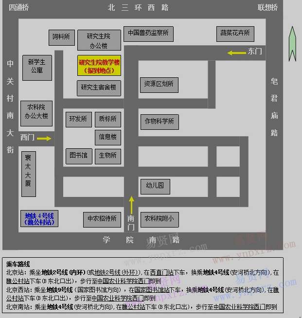 2017級中國農(nóng)業(yè)科學院新生入學報到入學報到地點示意圖