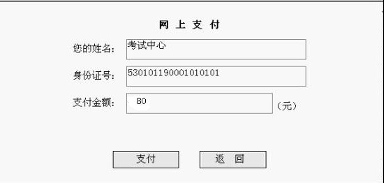 云南省2014年公务员考试报名网上缴费流程