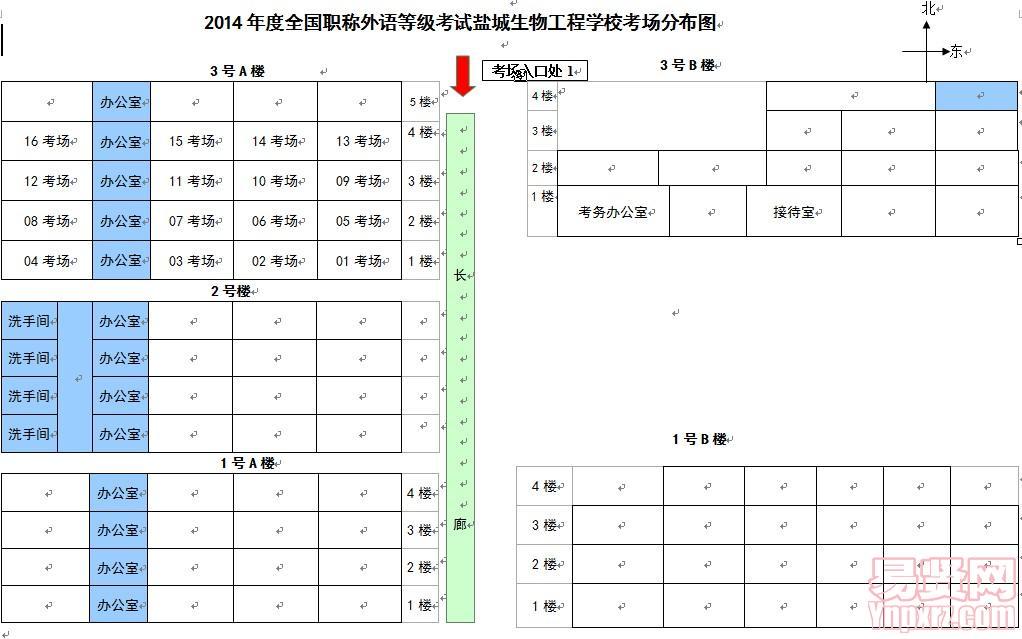 鹽城市2014年度全國職稱外語等級考試鹽城生物工程學?？紙龇植紙D