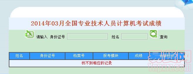 2014年03月全國(guó)專業(yè)技術(shù)人員計(jì)算機(jī)考試成績(jī)