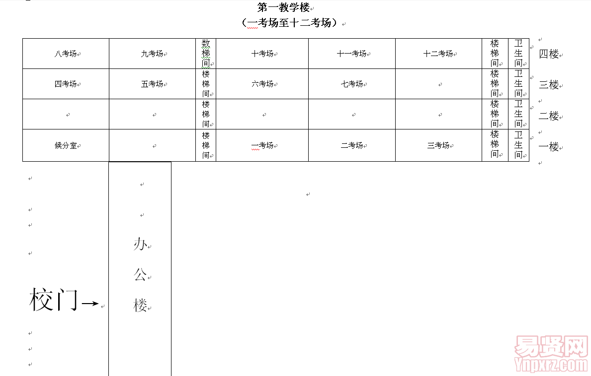 綜合類崗位面試考場(chǎng)示意圖