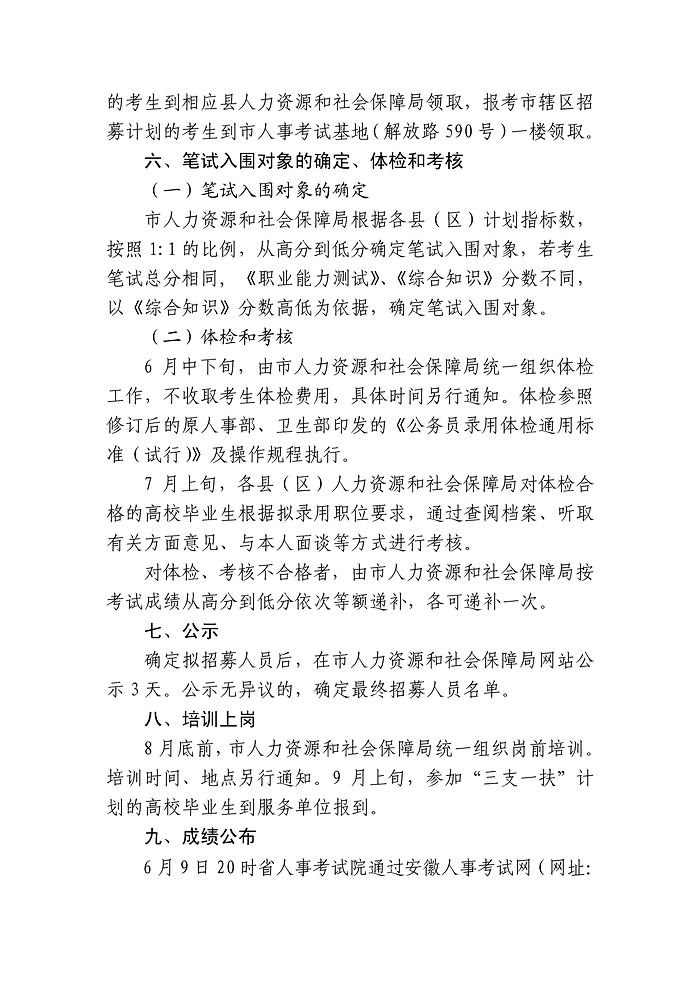 蚌埠市2014年招募三支一扶人员公告