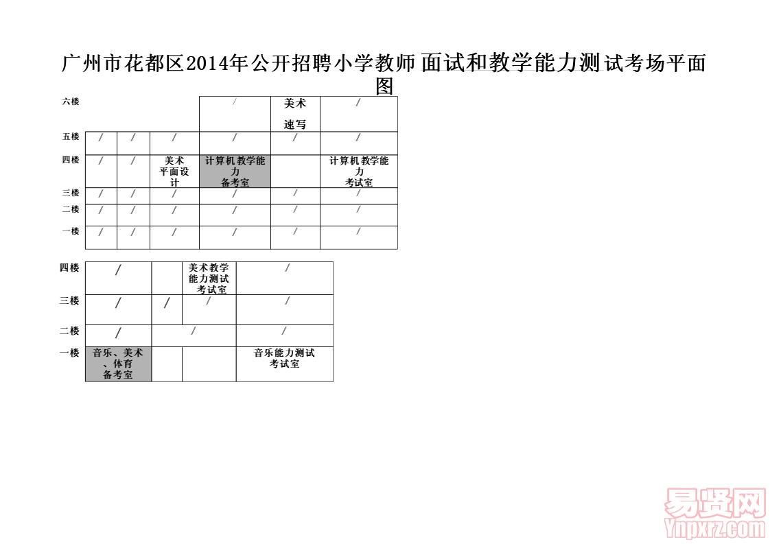 廣州市花都區(qū)2014年公開招聘小學(xué)教師面試和教學(xué)能力測試考場平面圖