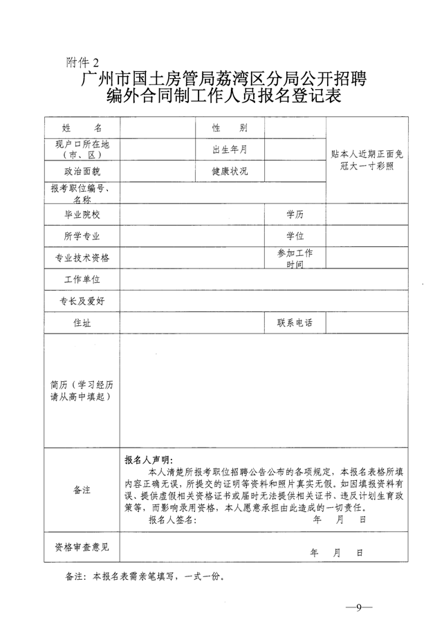 廣州市國土資源和房屋管理局荔灣區(qū)分局公開招聘編外合同制工作人員公告