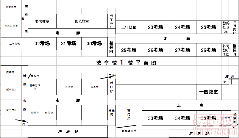 濱城區(qū)第一小學(xué)考場分布平面圖.
