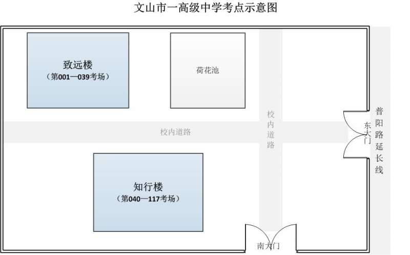 文山州2014年事業(yè)單位招聘考試考點(diǎn)示意圖