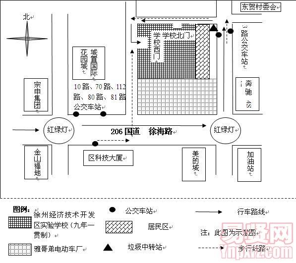 徐州經(jīng)濟(jì)技術(shù)開(kāi)發(fā)區(qū)2014年招聘教師現(xiàn)場(chǎng)驗(yàn)審材料地點(diǎn)行車(chē)路線(xiàn)及示意圖