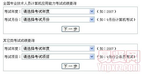 全國專業(yè)技術人員計算機應用能力考試成績查詢