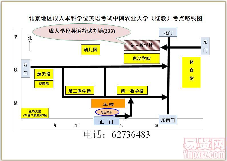 中国农业大学考点路线图