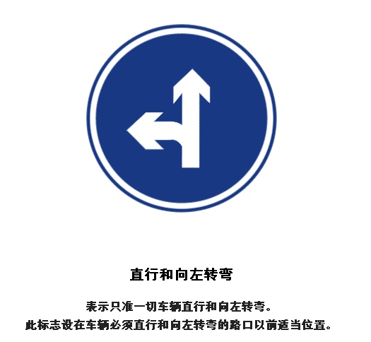 直行和左转车道标志图片