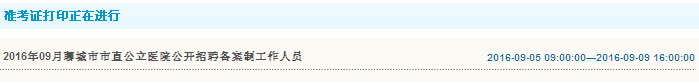 2016年聊城市市直公立医院招聘备案制工作人员准考证打印入口